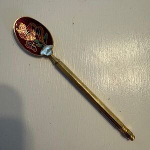 Vintage Elegant Gold and Red Floral Demitasse Spoon